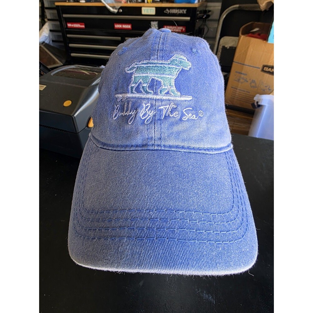 Buddy By The Sea Hat Cap Baseball Strap Back Light Blue Sanibel Island NWOT
